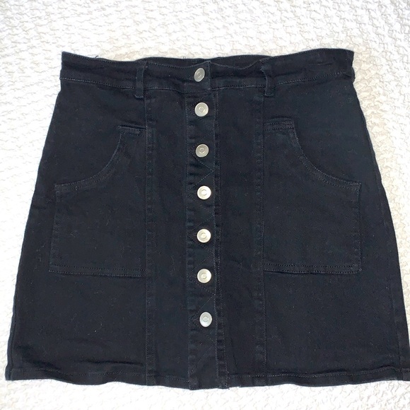 Altar’d State Black denim Button-Front Skirt size Medium - Picture 1 of 3